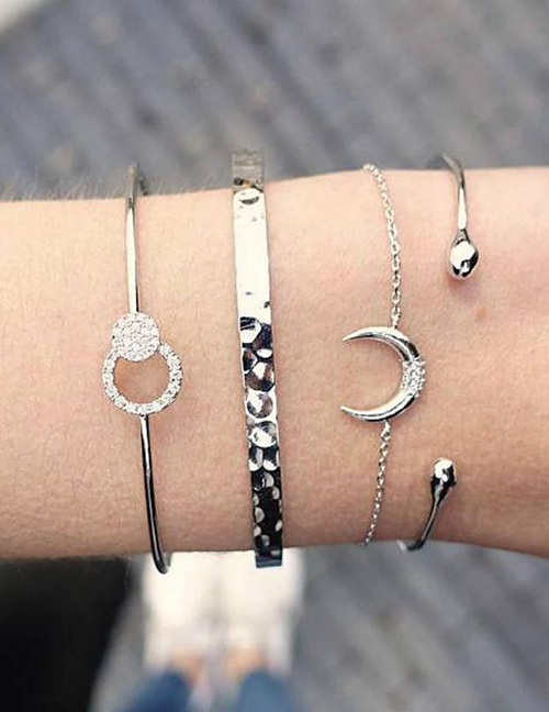 Fashion Silver Color Moon Shape Decorated Bracelet