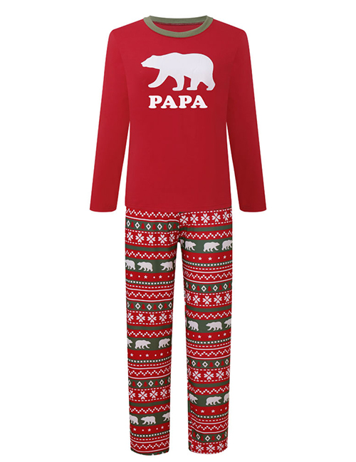 Fashion Red Bear Pattern Decorated Pajamas For Dad