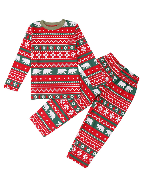 Fashion Red Bear Pattern Decorated Pajamas For Kid