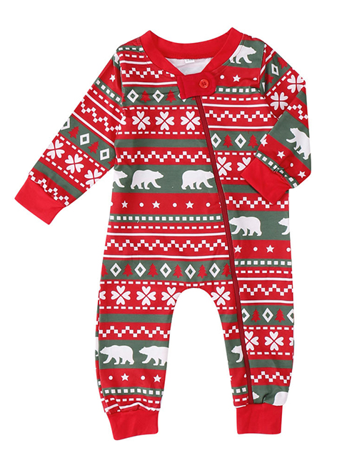 Fashion Red Bear Pattern Decorated Pajamas For Baby