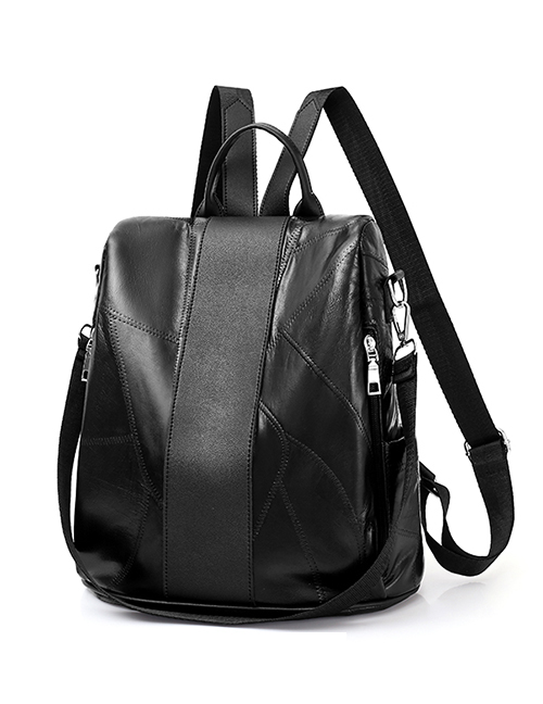 Fashion Black Zippers Design High-capacity Backpack