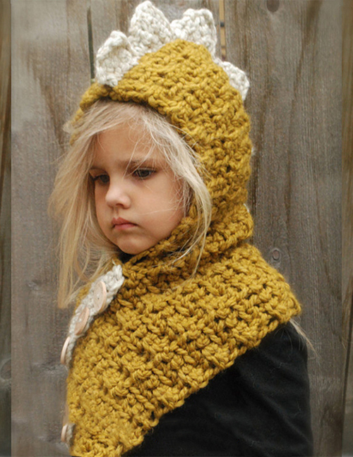 Lovely Yellow Dinosaur Shape Design Child Knitted Hat