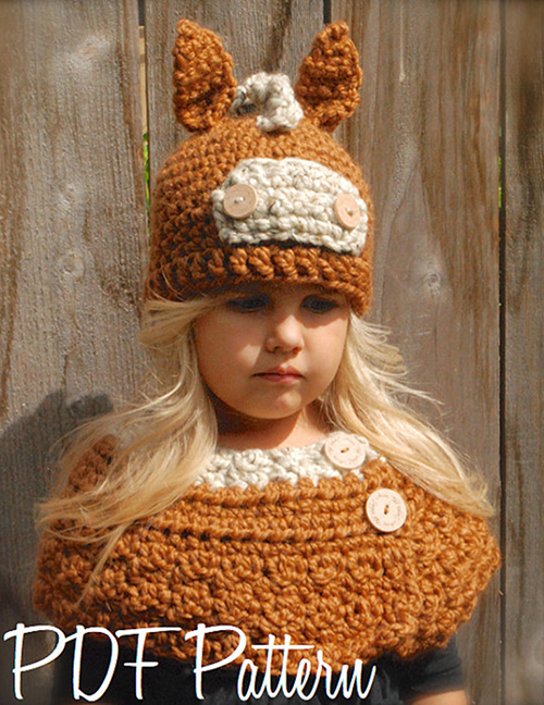 Lovely Orange Donkey Shape Design Pure Color Child Hat(2pcs)