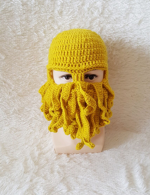 Lovely Yellow Octopus Shape Design Pure Color Knitted Hat