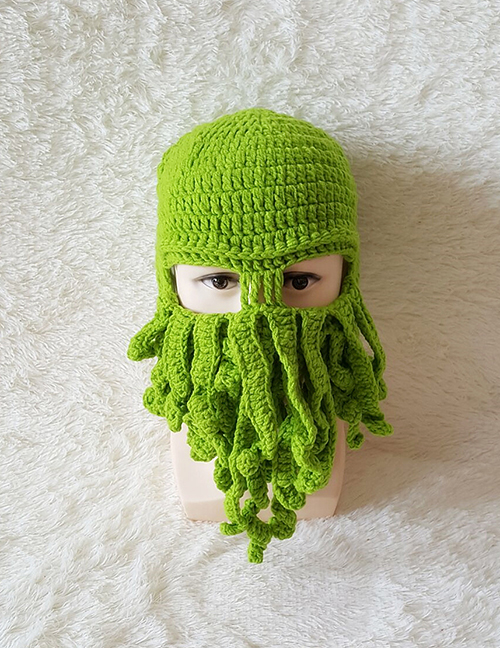 Lovely Green Octopus Shape Design Pure Color Knitted Hat