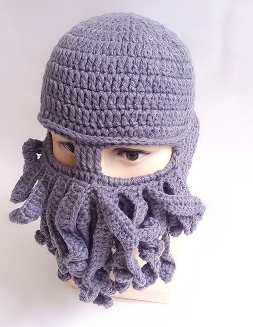Lovely Gray Octopus Shape Design Pure Color Knitted Hat