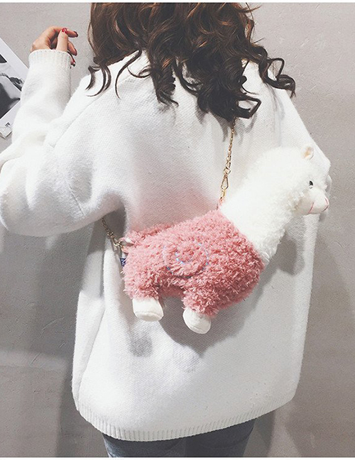 Fashion Pink Alpaca Shape Design Weird Shoulder Bag