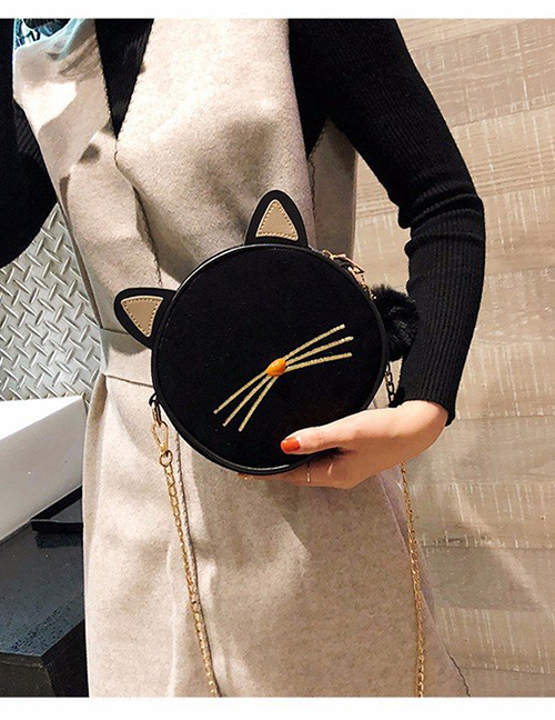 Fashion Black Cat Shape Design Pure Color Shoulder Bag