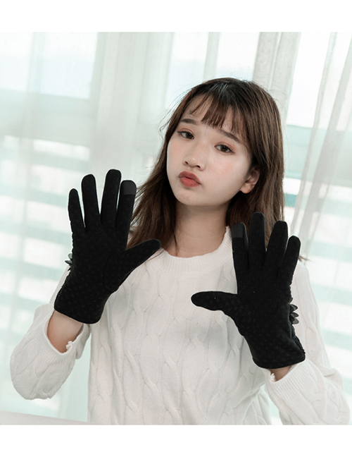 Fashion Black Flowers Decorated Touch-screen Gloves