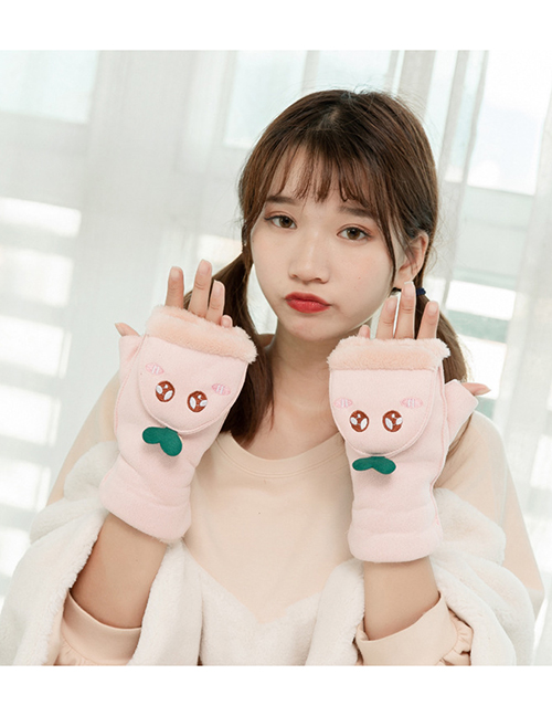 Fashion Pink Cartoon Eyes Pattern Decorated Warm Gloves