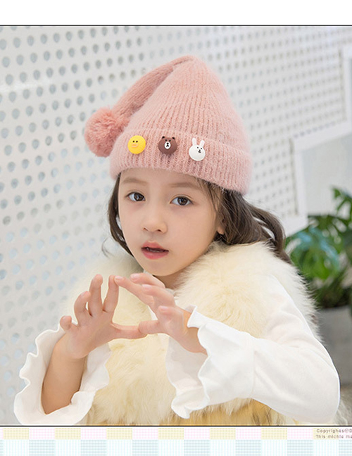Fashion Pink Tail Shape Design Pure Color Child Hat