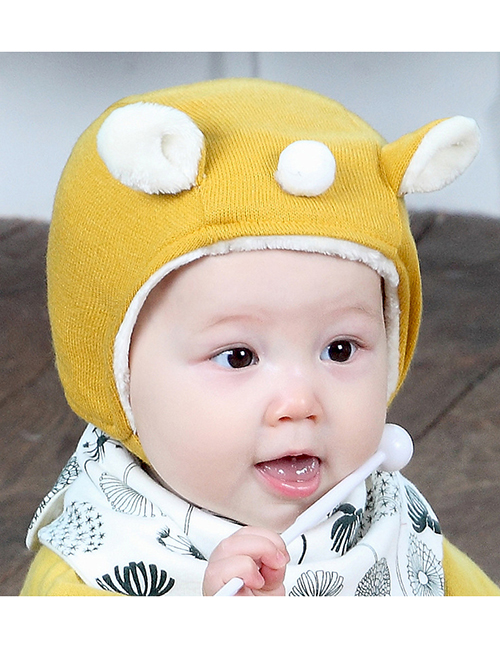 Fashion Yellow Ears Shape Design Pure Color Baby Hat