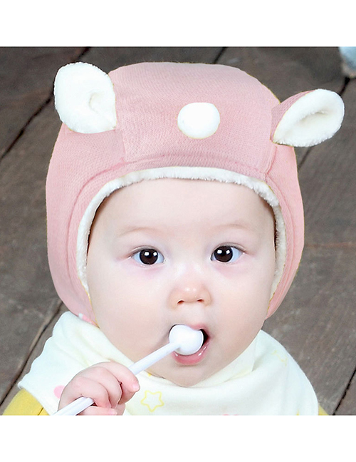 Fashion Pink Ears Shape Design Pure Color Baby Hat