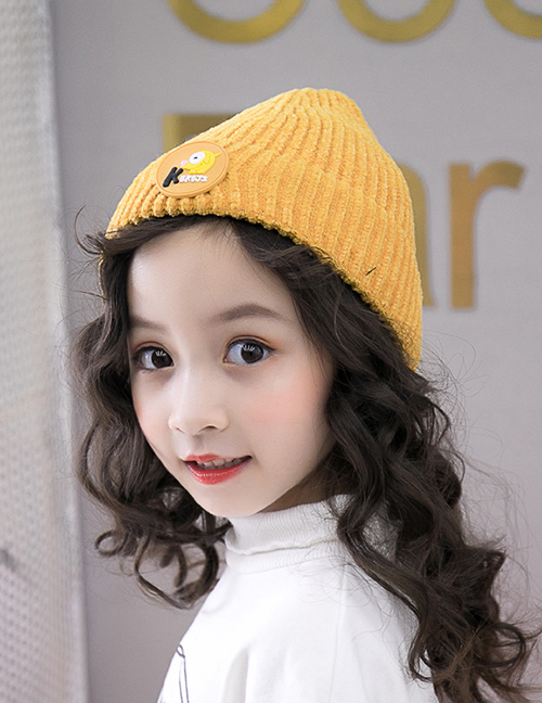 Fashion Yellow Pure Color Design Tails Shape Child Hat