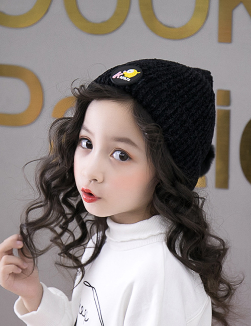 Fashion Black Pure Color Design Tails Shape Child Hat