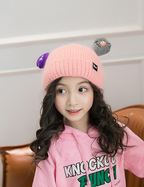 Fashion Pink Ears Shape Decorated Child Knitted Hat