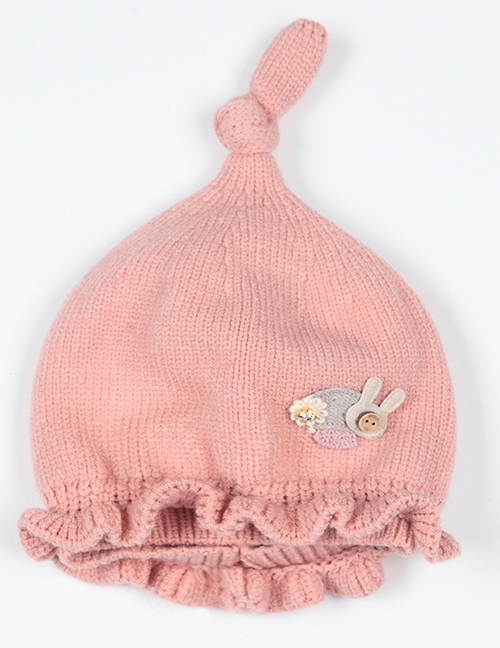Fashion Light Pink Mushroom Pattern Decorated Baby Knitted Hat