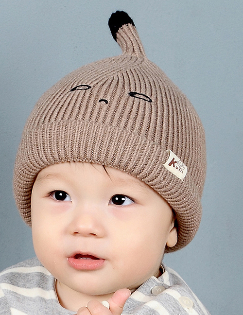 Fashion Khaki Pure Color Design Baby Knitted Hat