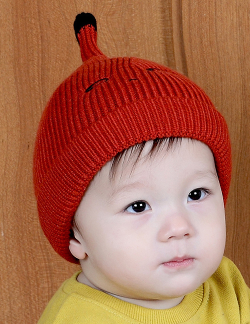 Fashion Red Pure Color Design Baby Knitted Hat