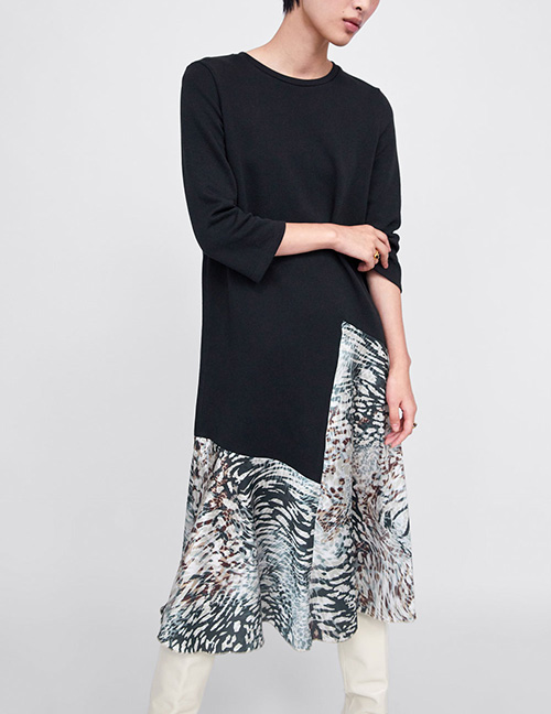 Fashion Black Irregular Shape Design Long Dress