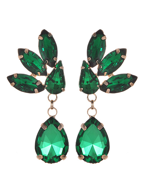 Fashion Green Waterdrop Shape Design Pure Color Earrings