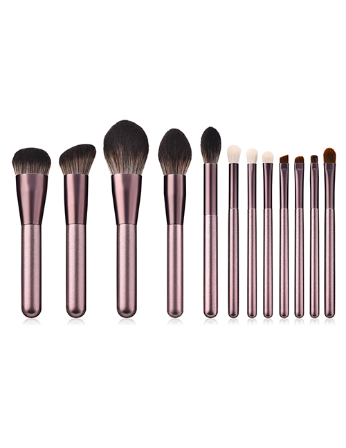 Fashion Pink+brown Flame Shape Design Cosmetic Brush(12pcs)