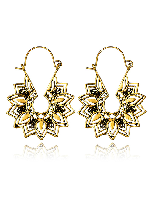 Fashion Gold Color Hollow Out Flower Decorated Earrings