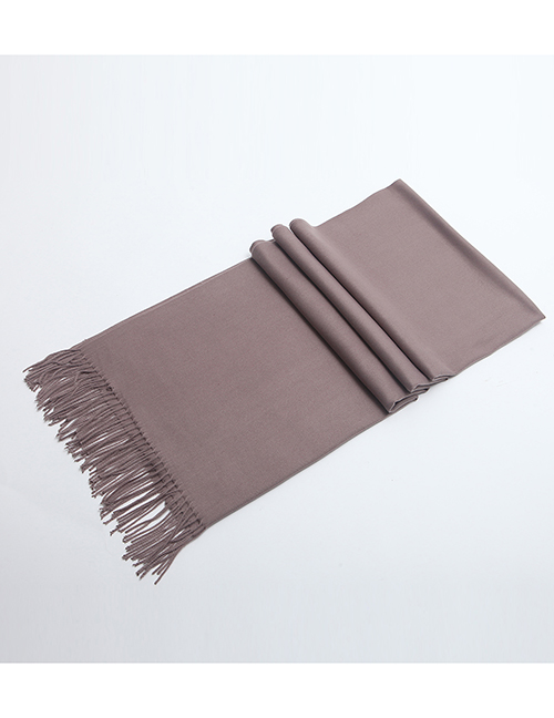 Fashion Light Brown Tassel Decorated Pure Color Scarf