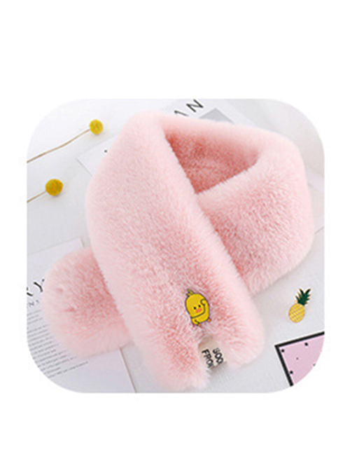 Fashion Pink Pure Color Design Duck Pattern Thicken Scarf