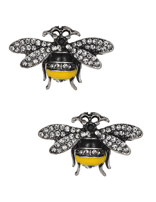 Fashion Yellow+black Bee Shape Design Color Matching Earrings