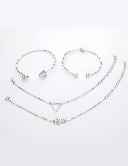 Fashion Silver Color Triangle Shape Decorated Bracelet(4pcs)