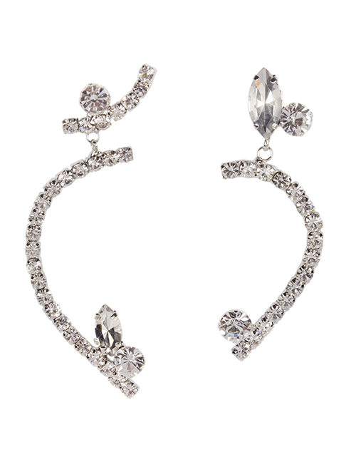 Fashion Gold Color Full Diamond Design Asymmetric Earrings
