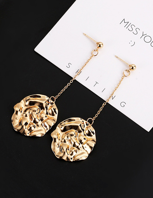 Fashion Gold Color Round Shape Design Long Earrings