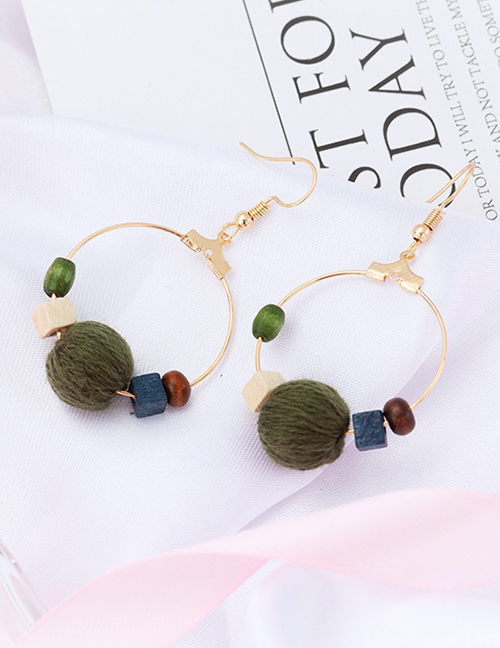 Fashion Green Fuzzy Balls Decorated Earrings