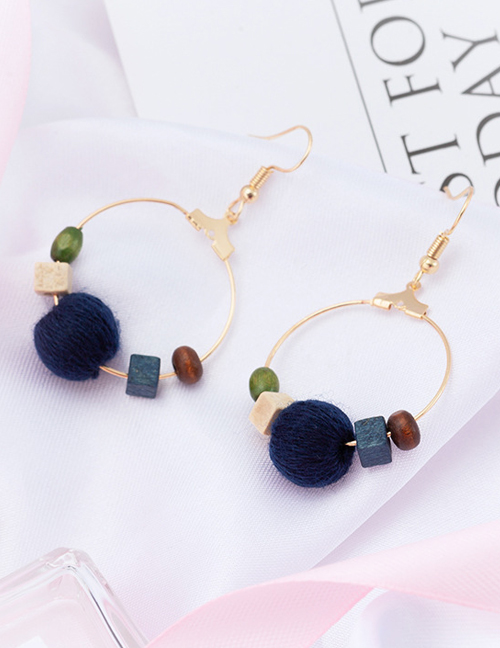 Fashion Blue Fuzzy Balls Decorated Earrings