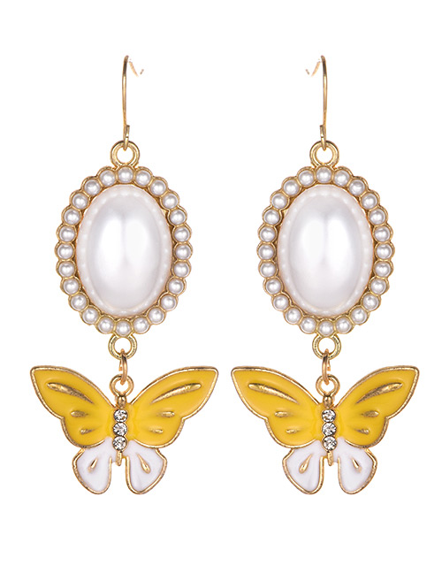 Fashion Yellow Butterfly Decorated Long Earrings