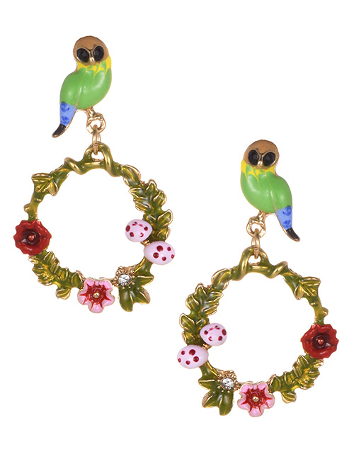 Fashion Multi-color Bird&diamond Decorated Earrings