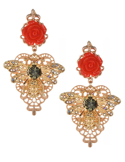 Fashion Gold Color Hollow Out Bee Shape Design Earrings