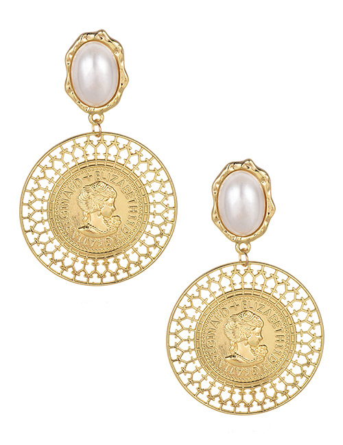 Fashion Gold Color Hollow Out Round Shape Design Earrings