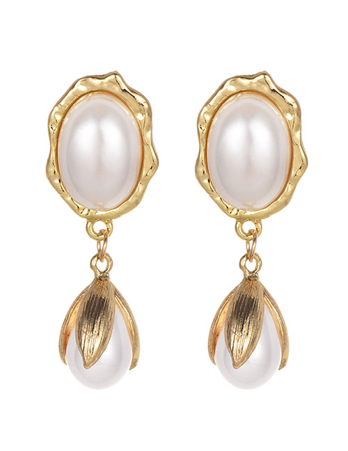 Fashion Gold Color Full Pearls Decorated Earrings