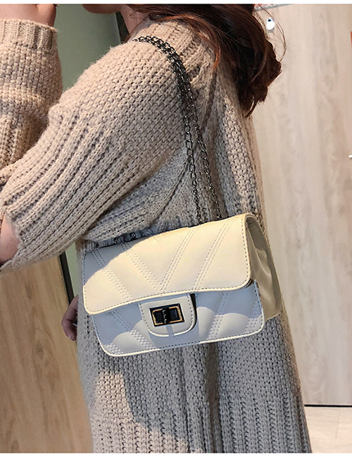 Fashion White Buckle Decorated Pure Color Bag