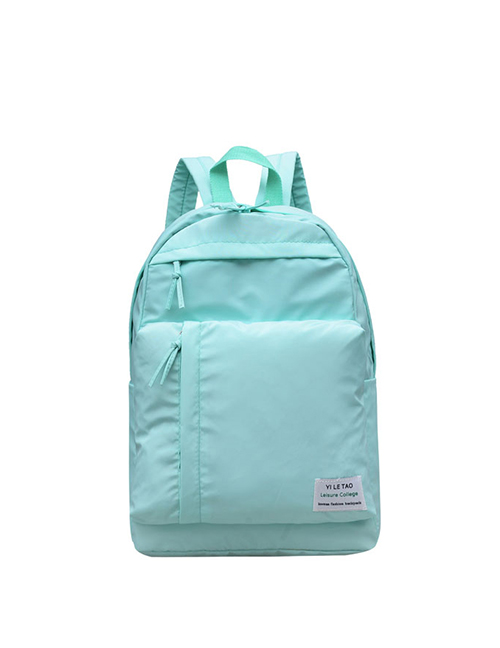 Elegant Pale Green Label Decorated Pure Color Backpack