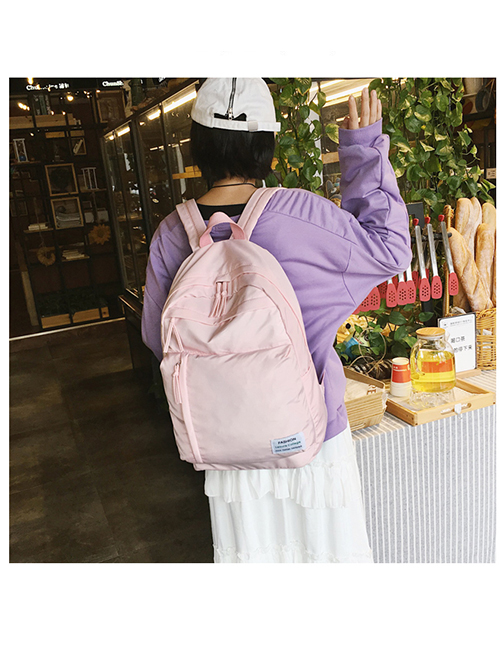 Elegant Pink Label Decorated Pure Color Backpack