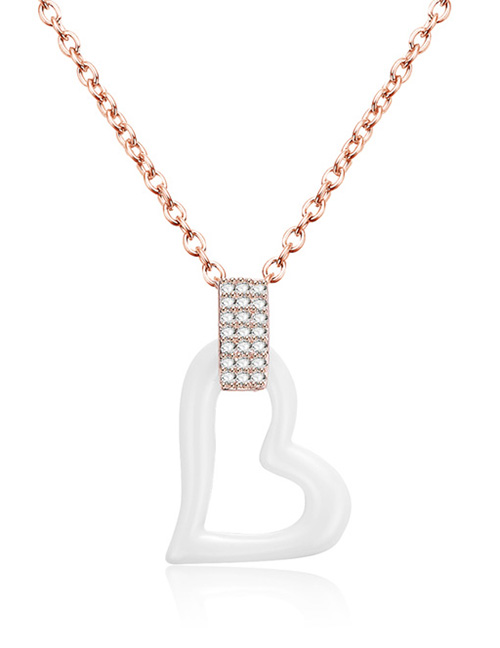 Fashion White Heart Shape Pendant Decorated Necklace