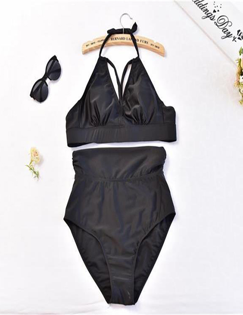 Sexy Black Off-the-shoulder Design Split Swimwear