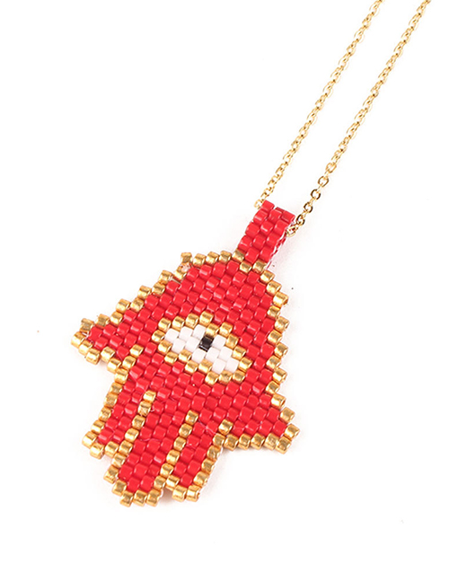 Fashion Red Palm Shape Decorated Necklace