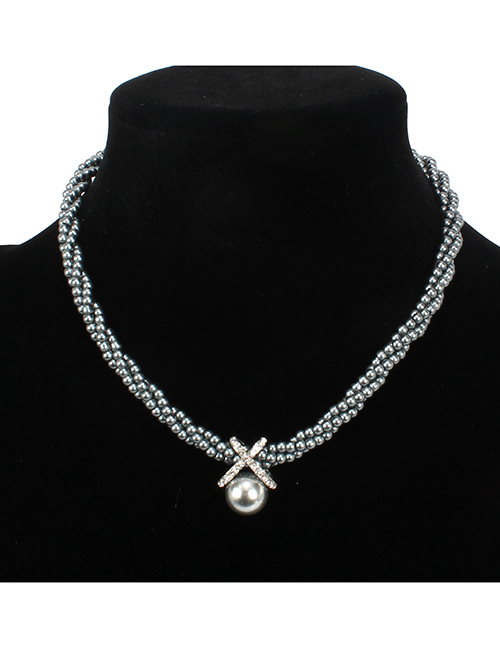 Fashion Gray Full Pearl Decorated Necklace