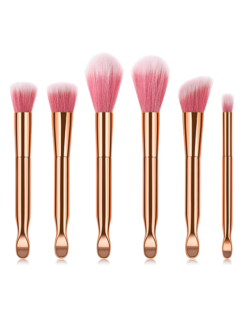 Fashion Gold Color+pink Flame Shape Decorated Make Up Brush(6pcs)
