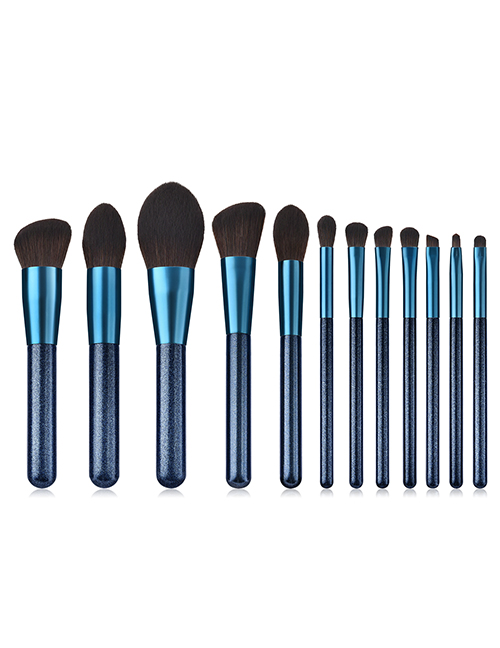 Fashion Blue+black Flame Shape Decorated Make Up Brush(12pcs)