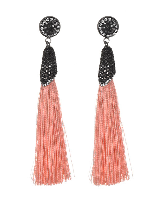 Fashion Orange Tassel Decorated Earrings